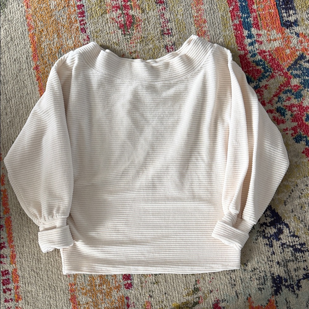 NWOT Black Swan Cream Velour Ribbed Sweater (small)